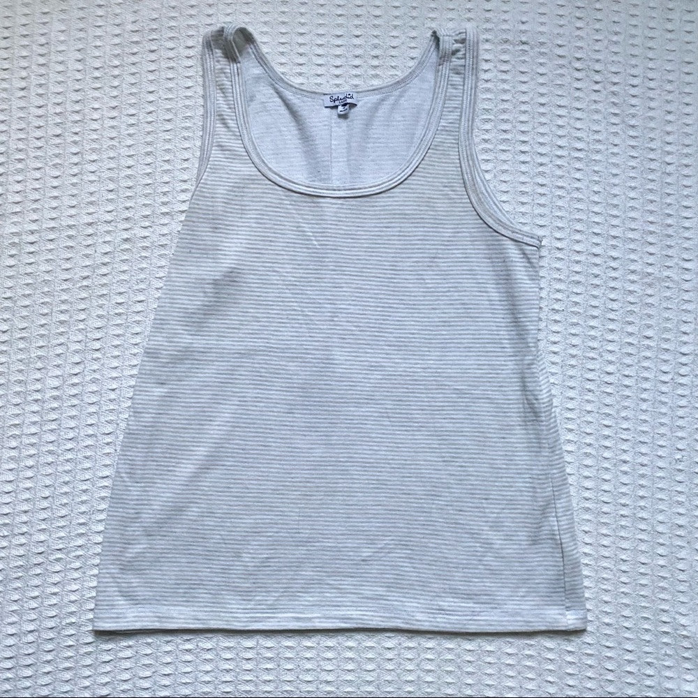 Splendid tan and white striped knit tank size large